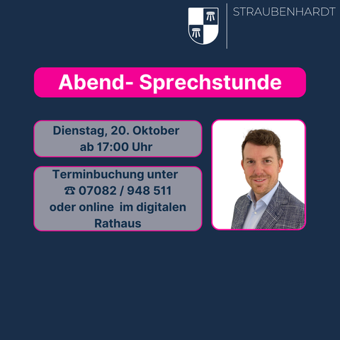 Am 20. Oktober findet am 17 Uhr eine zusätzliche Abendsprechstunde im Rathaus Feldrennach statt.