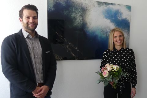 Die neue Projektmanagerin Melanie Gegenheimer freut sich auf die Zusammenarbeit mit Benedikt Lorsch und allen Mitarbeitern der Gemeinde. Foto: Gemeinde