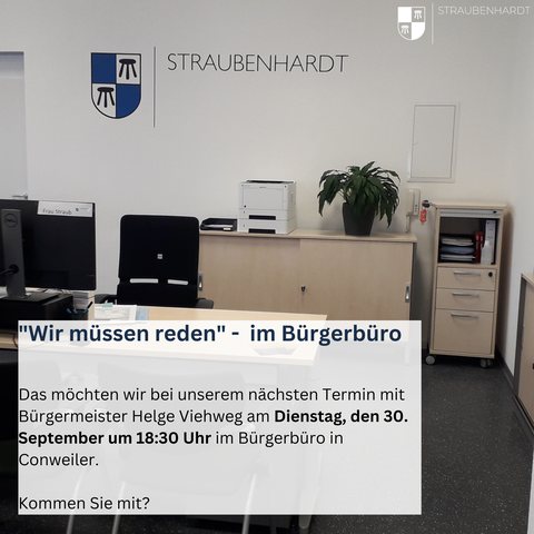 Der nächste "Wir müssen reden"-Termin findet im Bürgerbüro statt.