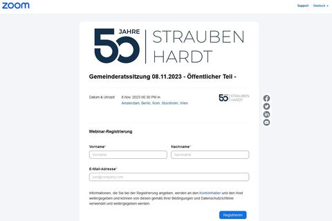 Screenshot der Anmeldemaske von Zoom