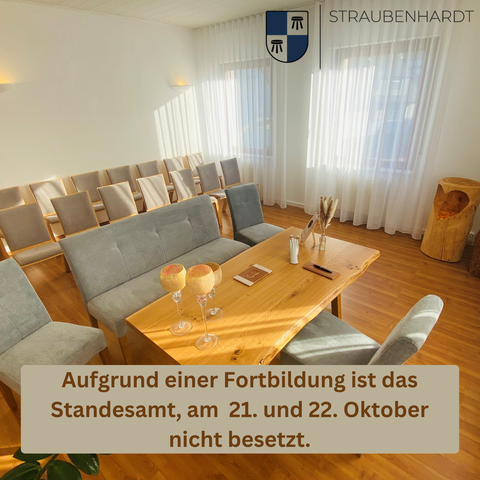 Ab 23. Oktober ist das Standesamt wieder zu den üblichen Öffnungszeiten für Sie da.