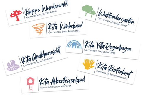 Die neuen Logos der Straubenhardter Kindertagesstätten.