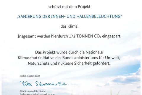 Zertifikat des Bundesministeriums für Umwelt, Naturschutz und nukleare Sicherheit